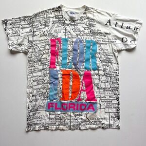 Vintage 80s Florida Tourist Map Single Stitch T-Shirt